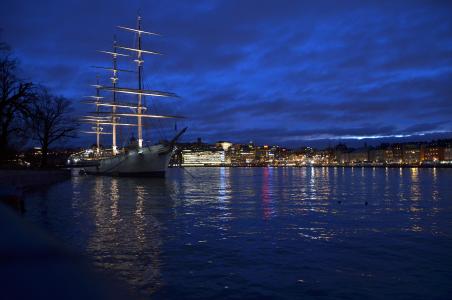 斯德哥尔摩，瑞典，城市，帆船