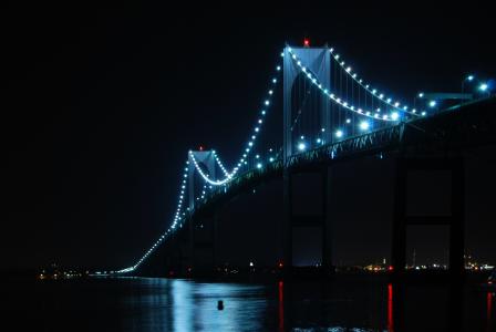 桥，灯，晚上