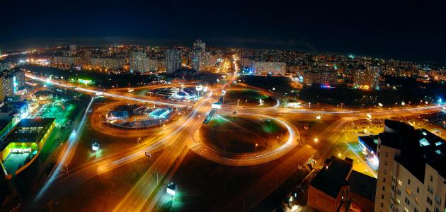 基辅，夜晚的城市，大街，巴扎纳