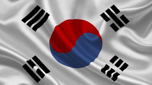 韩国，国旗，3d，韩国，国旗