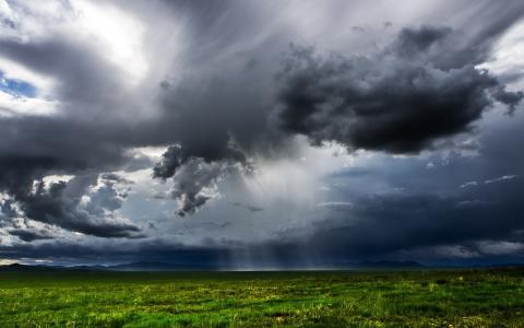 蒙古，田野，云，雨，景观