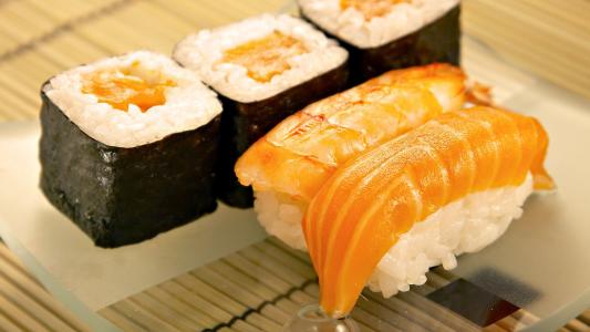 寿司，卷，鲑鱼