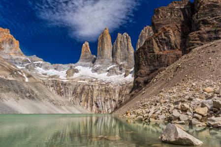 智利，巴塔哥尼亚，山，岩石，湖，景观，性质