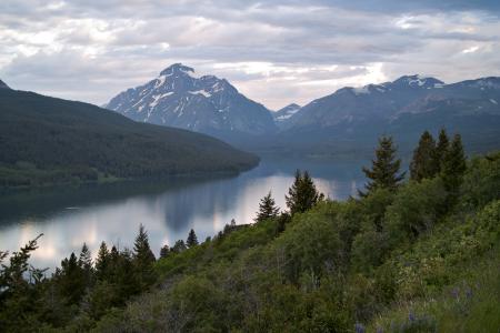 两药湖，湖，山，冰川国家公园