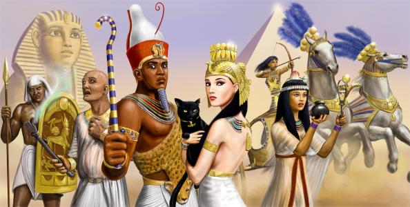 战士，家伙，埃及，牧师，艺术，法老，女孩，狮身人面像