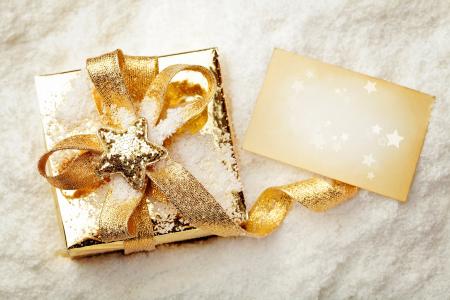 礼物，框，黄金，雪，明星，星号，色带，新年，新年，圣诞节，圣诞节，假期