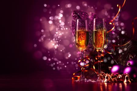 香槟，新年，假期，乐趣，心情，眼镜