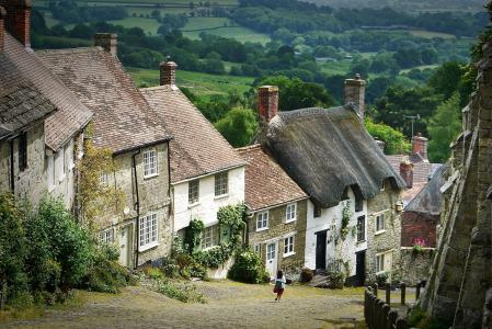 村庄，房子，街道，英格兰