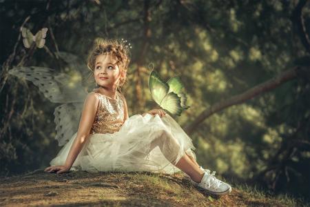 Aleksandr Myshkevich，女孩，孩子，服饰，裙子，运动鞋，翅膀，童话，仙女，性质，蝴蝶