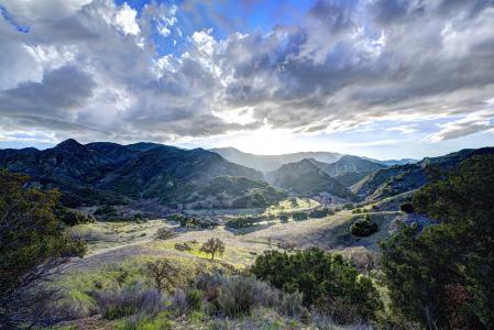 景观，天空，山，美国，加利福尼亚州，云，马里布，自然