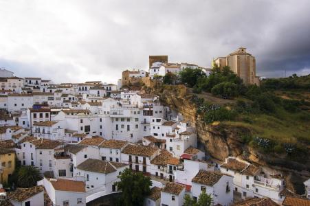 西班牙，安达卢西亚，岩石，建筑物，美女，天空，绿色，酷