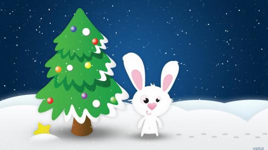 兔子，圣诞树，玩具，新的一年，雪