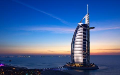 阿联酋，城市，迪拜，晚上，美丽，海，酒店
