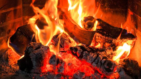 火，壁炉，柴火，煤炭