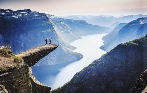 照片，积极，休息，极端，山，自然，峡湾，挪威
