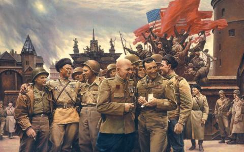 艺术，绘画，胜利，五月，美国，苏维埃，士兵
