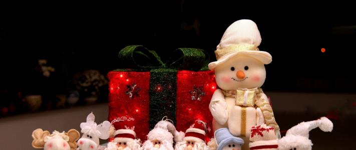 新年，假期，圣诞节，雪人，祖父霜，礼物，玩具