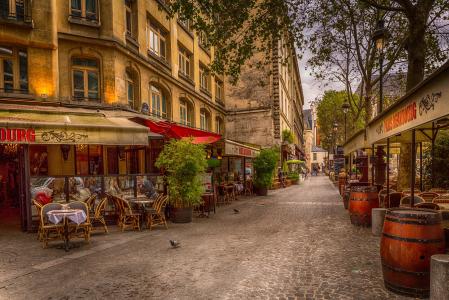 法国，城市，巴黎，街道，街道，建筑物，餐馆