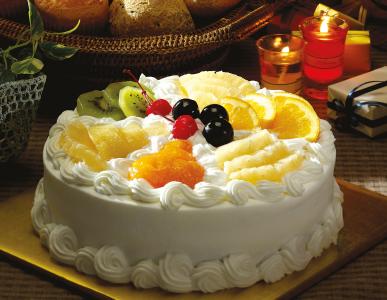 甜点，蛋糕，水果，樱桃，表，奶油，篮子