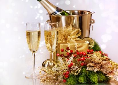 礼物，眼镜，冰，桶，瓶，香槟