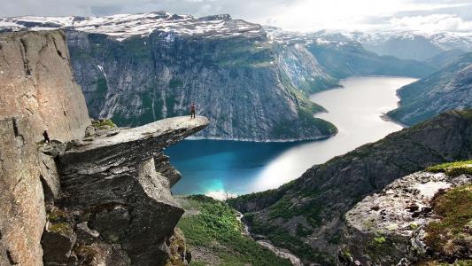 照片，岩石，山，挪威，峡湾，美丽，极端，度假