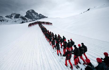 山，冬天，人，显示，阿尔卑斯山，美丽，指针，滑雪者