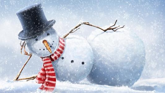 雪人，谎言，看起来，冬季，酷，创意，新的一年