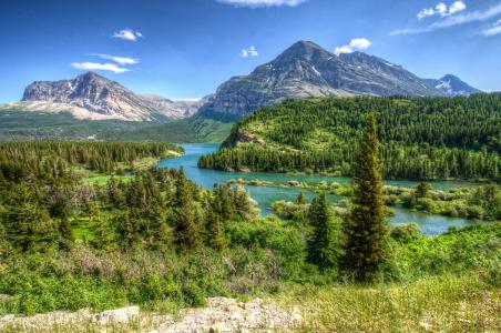 山，景观，森林，冰川，蒙大拿州，人类发展报告，性质
