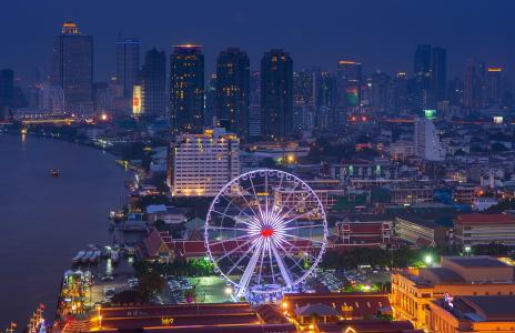 大都会，夜晚的城市，首都，泰国，曼谷