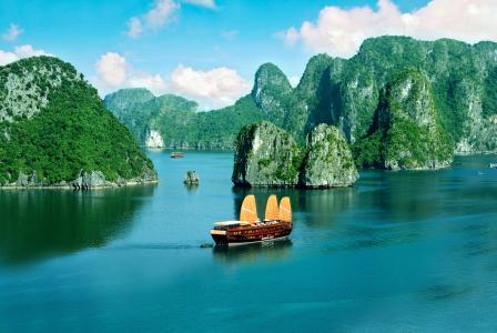 越南，自然，城市，山，船舶，美丽，亚洲