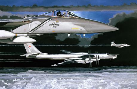绘画，f-15，油，鹰，tu-95ms，绘图