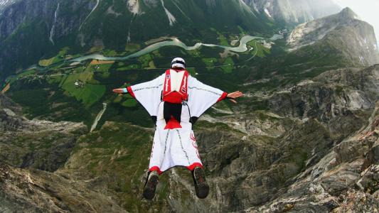 运动，极端，跳跃，高度，基地跳跃，服装，wingsuit