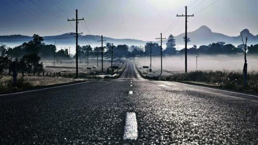 道路，两极，斑纹，雾