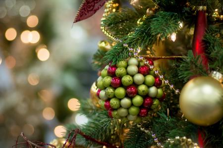 圣诞树，球，装饰，珠子