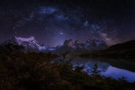 巴塔哥尼亚，智利，山，峰，星