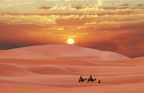 沙漠，沙滩，大篷车，柏柏尔人，摩洛哥，撒哈拉沙漠，撒哈拉大沙漠，沙漠，摩洛哥，柏柏尔