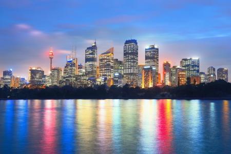 澳大利亚，悉尼，城市，晚上，灯，照明，水，反射，美容