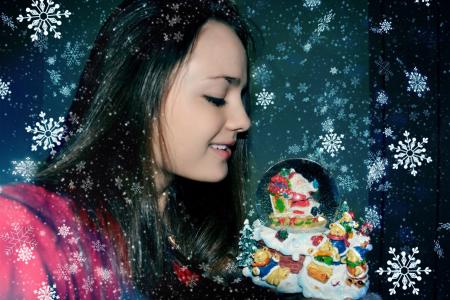 雪球，新的一年，女孩，童话故事，奇迹，圣诞节