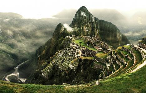 秘鲁，印加城市，云彩，河，马丘比丘