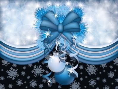 弓，丝带，圣诞树，球，雪花