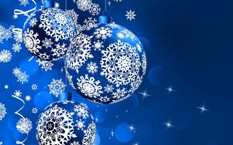 雪花，圣诞节，球，美丽，装修，背景，美丽，新年，冬天，假期