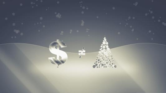 美元，圣诞树，新年，雪