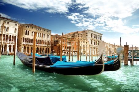 威尼斯，意大利，贡多拉，大运河，水，威尼斯