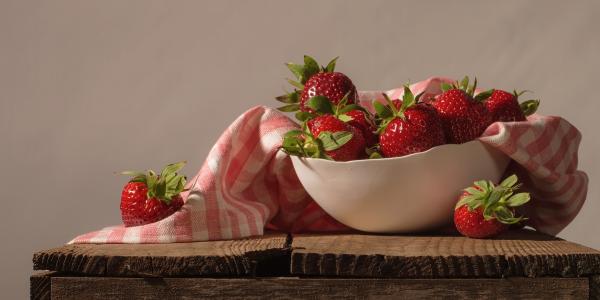 板，碗，浆果，草莓，毛巾
