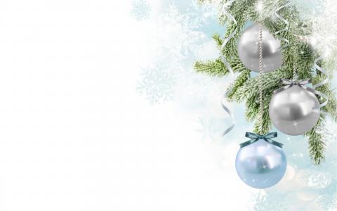 丝带，雪花，圣诞树装饰，分支机构，球