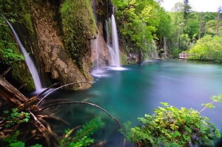 大自然，克罗地亚，瀑布，游客，美丽