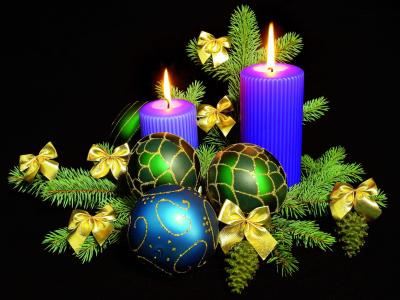 新的一年，圣诞节，玩具，装饰，球，蜡烛，视锥细胞，弓，模式