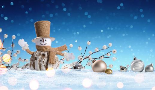 假日，新年，圣诞节，装修，冬天，雪，雪人，玩具，球