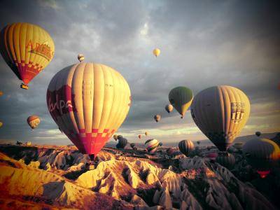 土耳其，山，气球，飞行