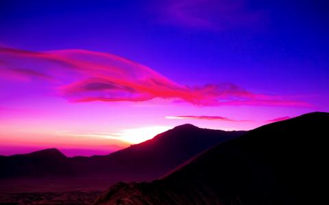 山，bromo，bromo，云，天空，印度尼西亚，黎明，印度尼西亚，火山